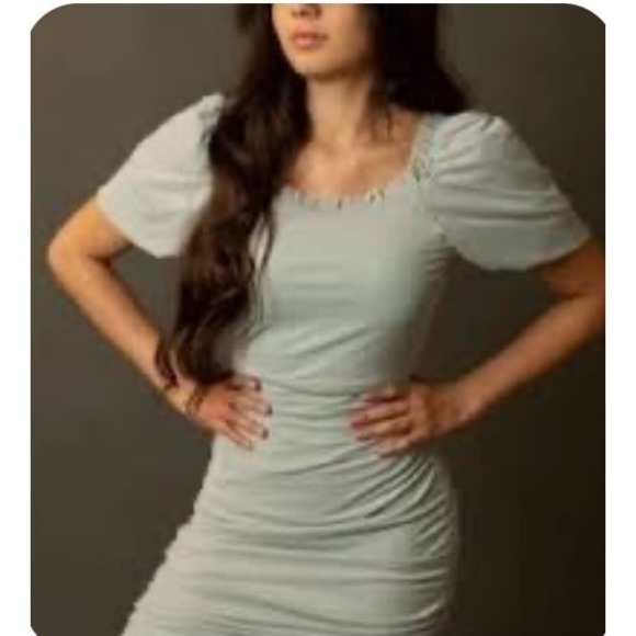 Joyfolie Mia Joy extra small ruffled and ruched gray dress - Picture 1 of 5